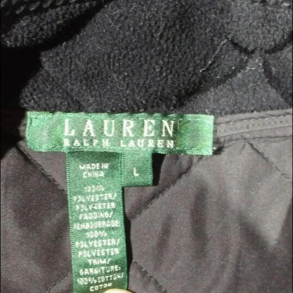 Women's Lauren Ralph Lauren Sport Quilted Hunting Corduroy Black Vest Jacket L - Picture 2 of 5